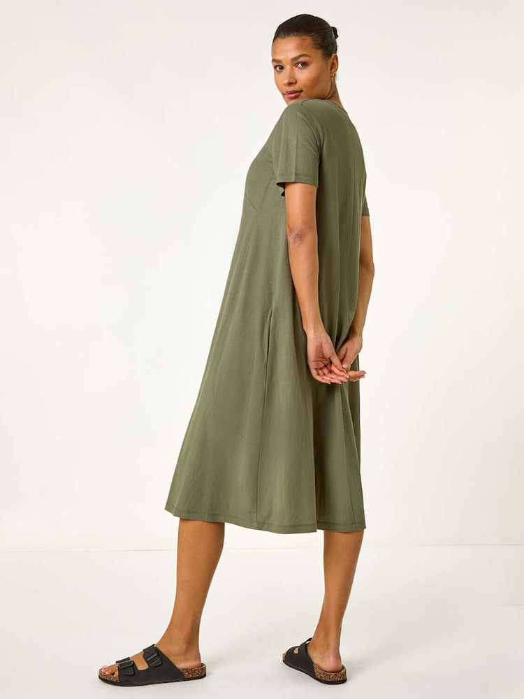 Roman Green Plain Stretch T-Shirt Dress - Image 2 of 5