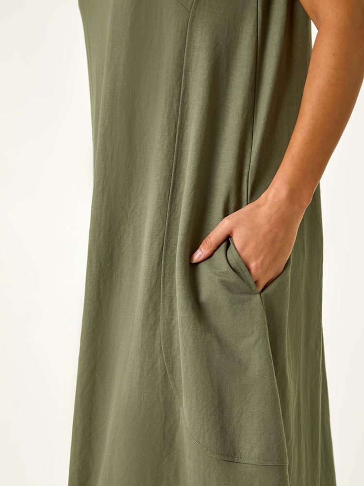 Roman Green Plain Stretch T-Shirt Dress - Image 5 of 5