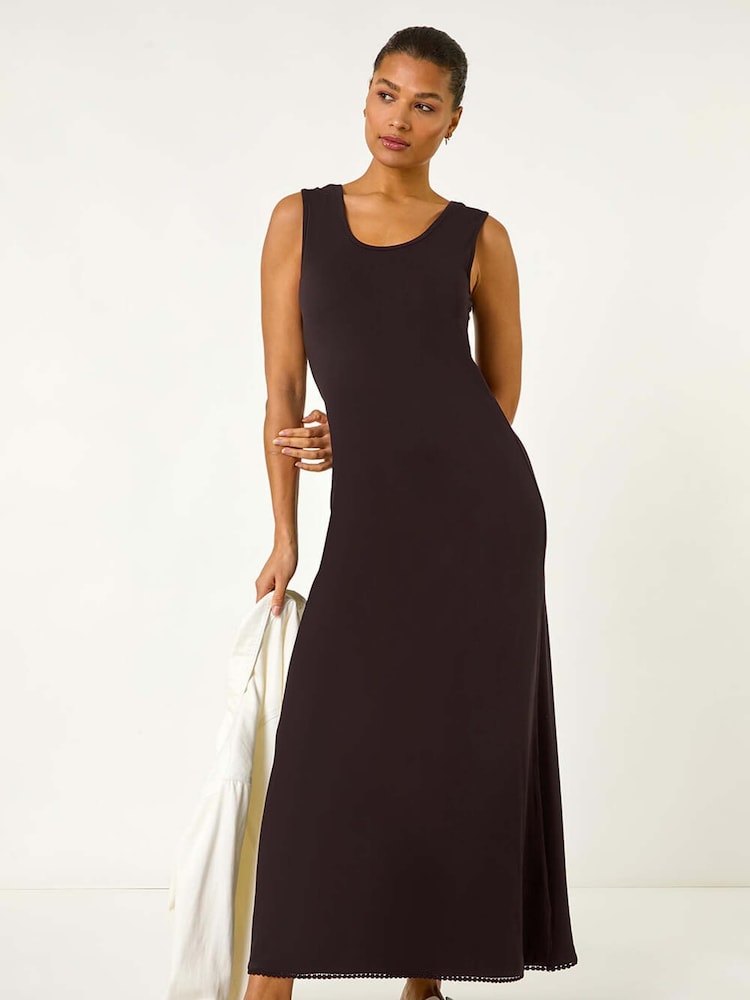 Roman Black Lace Detail Swing Midi Dress - Image 1 of 5