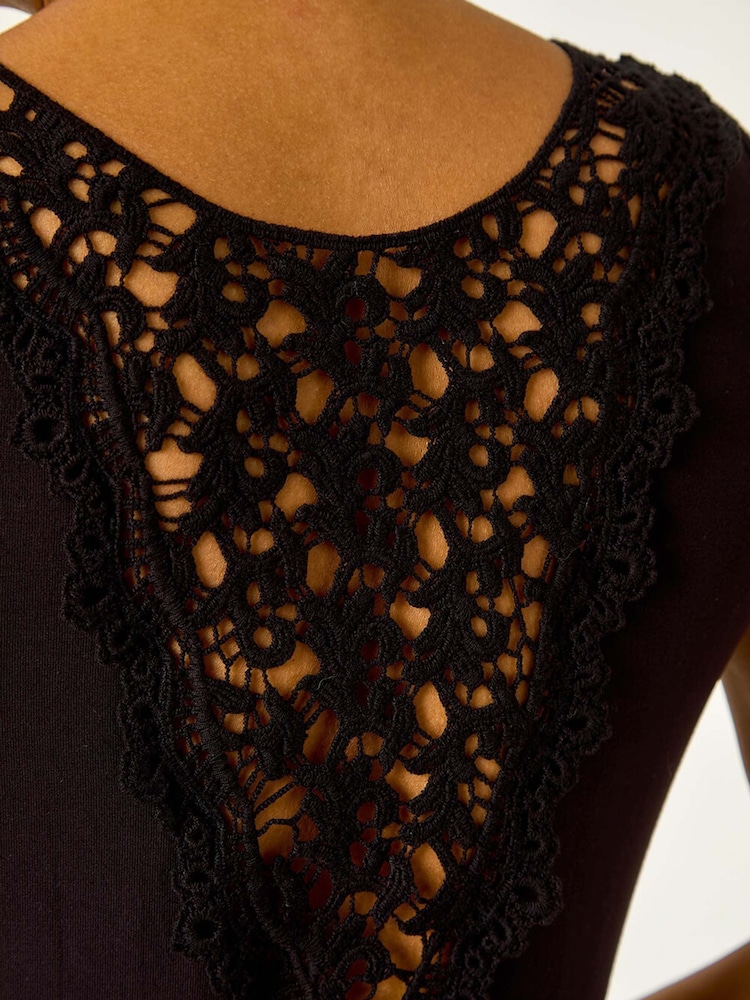 Roman Black Lace Detail Swing Midi Dress - Image 5 of 5