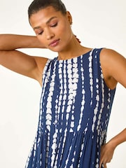 Roman Blue Tie Dye Print Sleeveless Smock Dress - Image 4 of 5