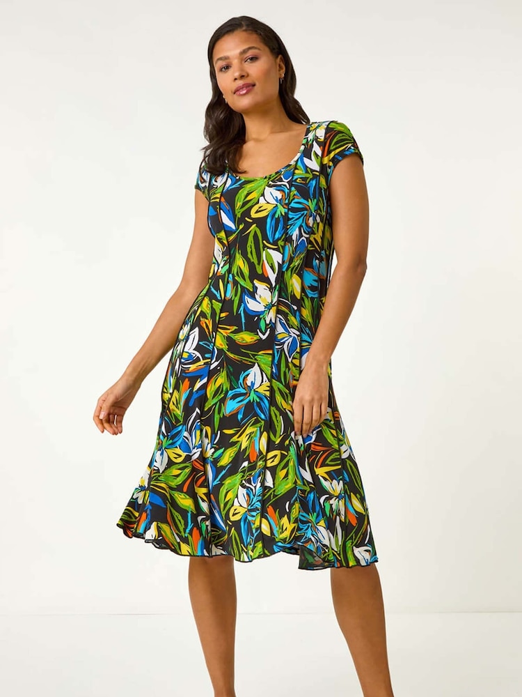 Roman Floral Print Panel Detail Stretch Dress - Imagen 2 de 5 Roman Floral Print Panel Detail Stretch Dress - Imagen 2 de 5