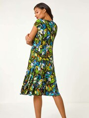 Roman Floral Print Panel Detail Stretch Dress - Imagen 3 de 5