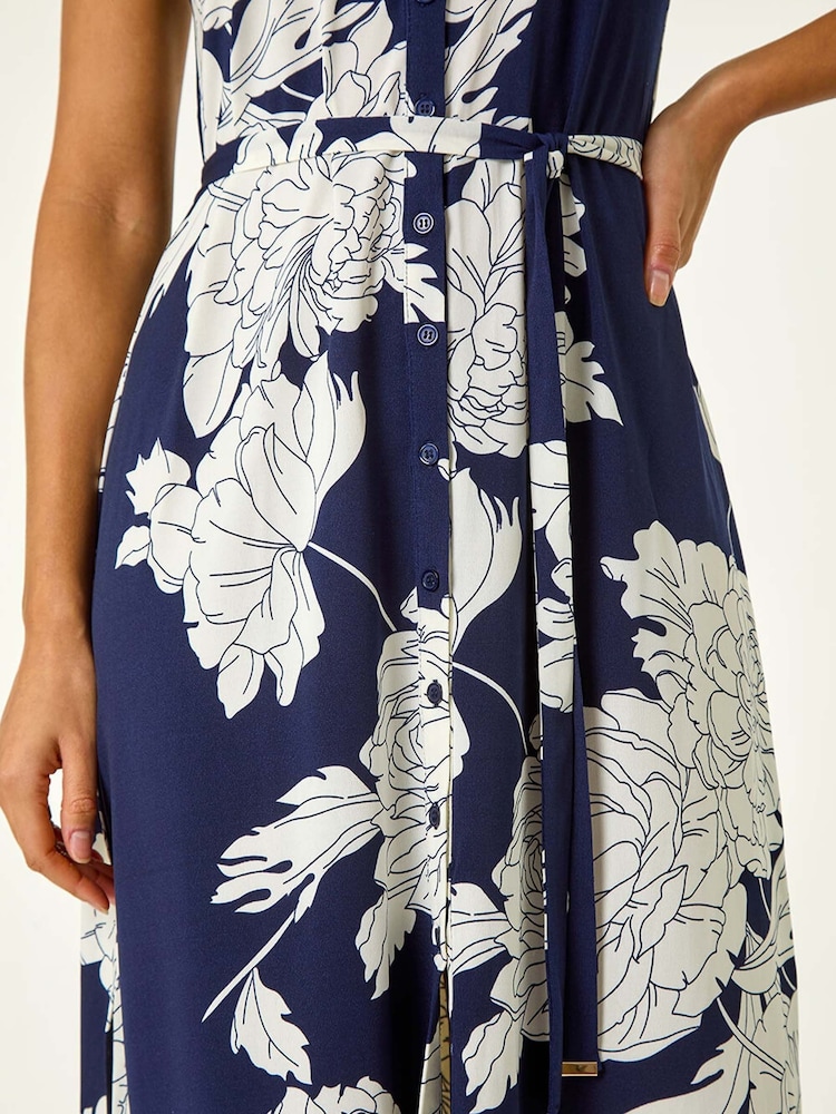 Roman Floral Print Stretch Shirt Dress - Imagen 5 de 5 Roman Floral Print Stretch Shirt Dress - Imagen 5 de 5