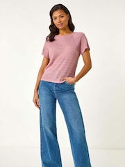 Roman Pink Crochet Knit Top - Image 2 of 5