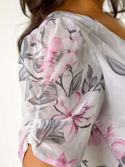Roman Pink Floral Print Hanky Hem Midi Dress - Image 5 of 5