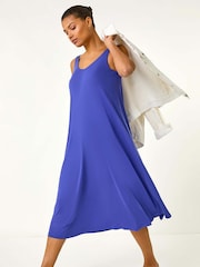 Roman Blue Strappy Jersey Midi Dress - Image 1 of 5