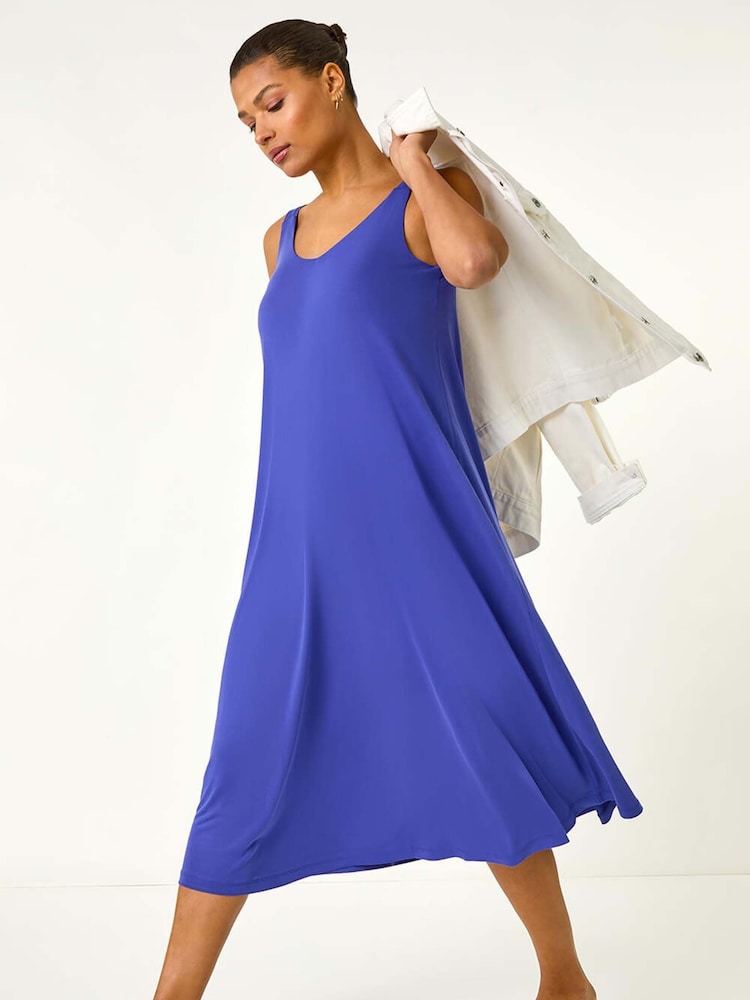 Roman Blue Strappy Jersey Midi Dress - Image 1 of 5