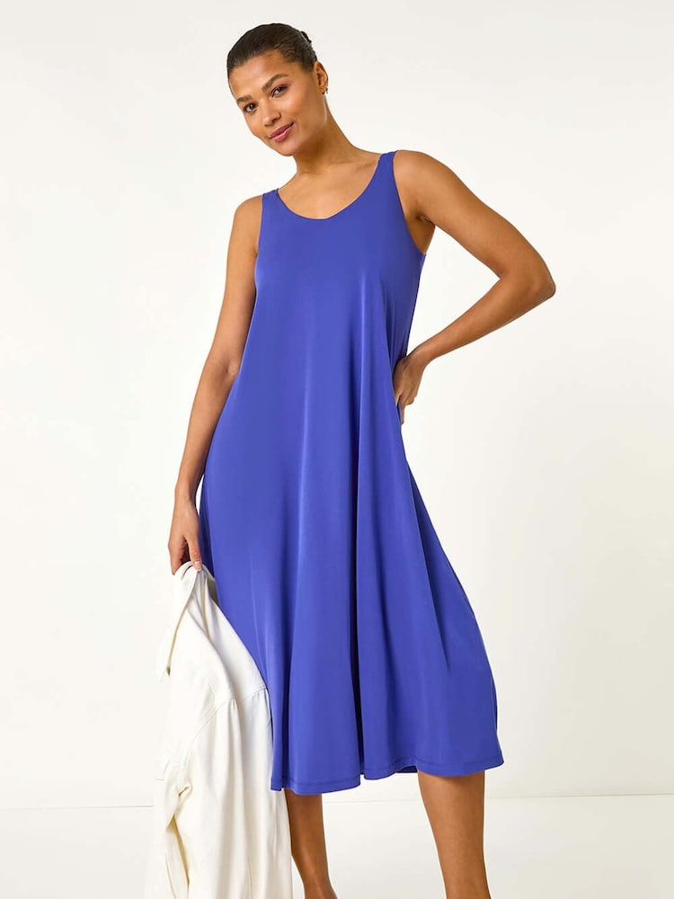 Roman Blue Strappy Jersey Midi Dress - Image 2 of 5
