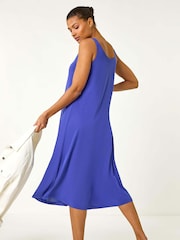 Roman Blue Strappy Jersey Midi Dress - Image 3 of 5