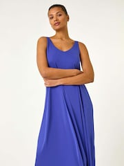 Roman Blue Strappy Jersey Midi Dress - Image 4 of 5