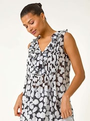 Roman Black Spot Print Frill Pintuck Detail Top - Image 1 of 5