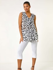 Roman Black Spot Print Frill Pintuck Detail Top - Image 2 of 5