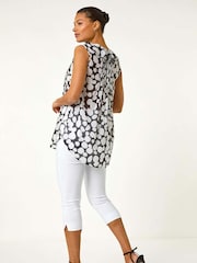 Roman Black Spot Print Frill Pintuck Detail Top - Image 3 of 5