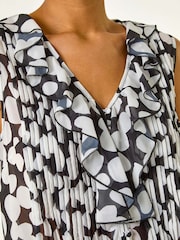 Roman Black Spot Print Frill Pintuck Detail Top - Image 5 of 5