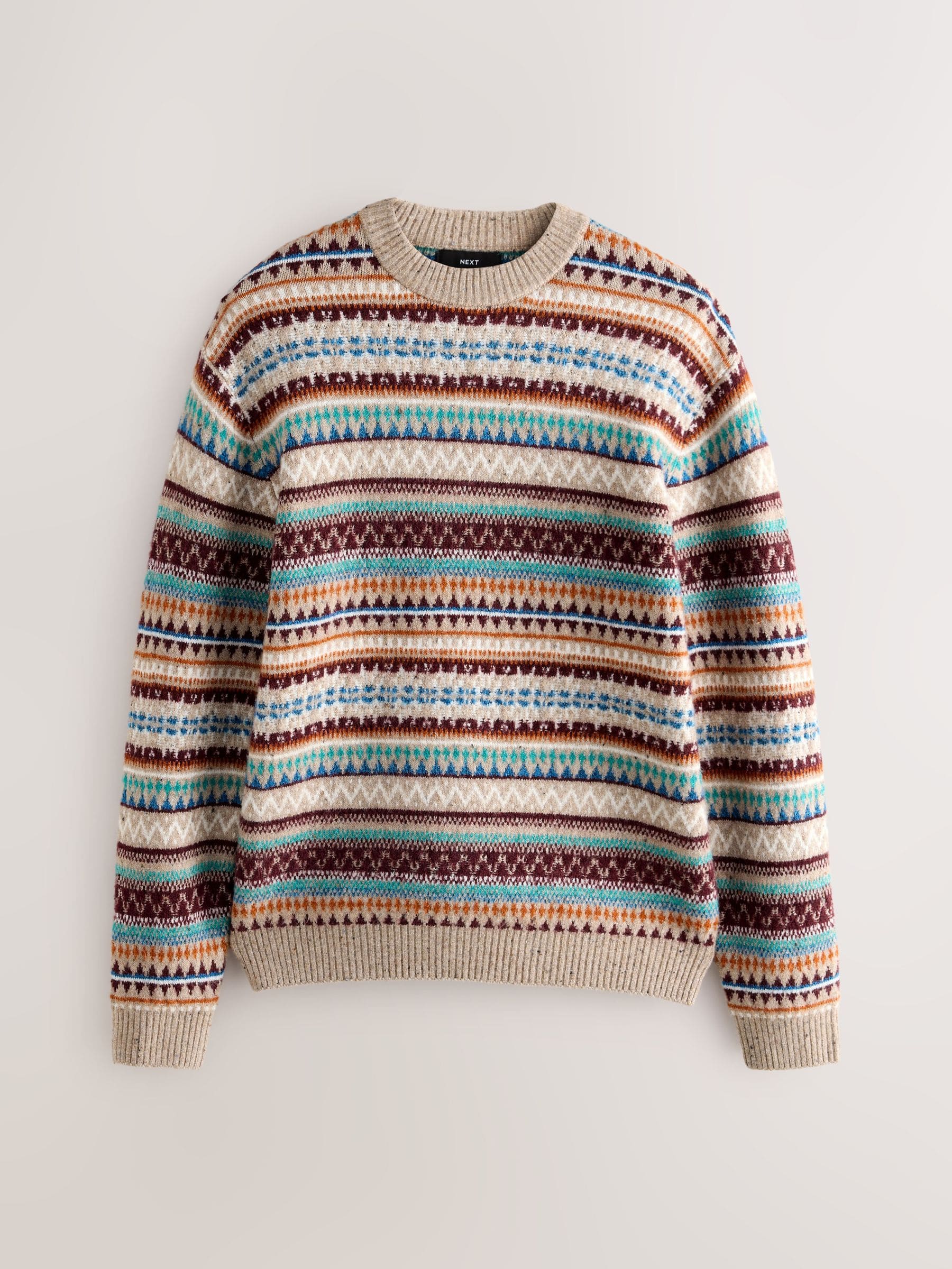 Buy Multi Regular Fit Fairisle Pattern Crew Neck Jumper from the