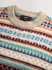 Multi Regular Fit Fairisle Pattern Crew Neck Jumper - Image 8 of 9