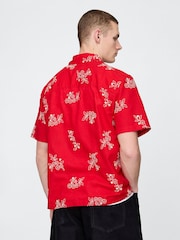 Rood bloemmotief - Gap overhemd van linnen-katoen met korte mouwen - Image 2 of 5