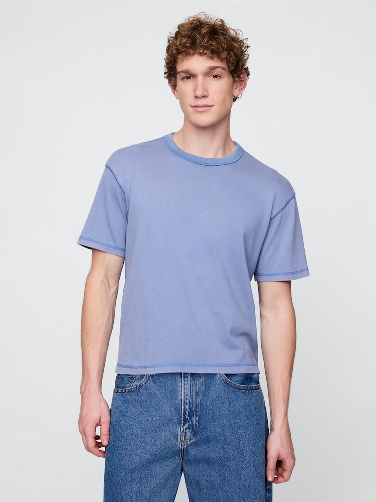 Blau - Gap – schweres, kastiges T-Shirt - Bild 1 von 3