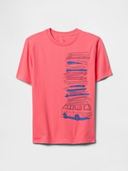 Розовый - Gap Short Sleeve Graphic T-Shirt (4-13yrs) - Image 1 of 2