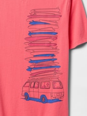 Розовый - Gap Short Sleeve Graphic T-Shirt (4-13yrs) - Image 2 of 2