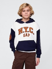 Gap White Vintage Soft NYC Logo Hoodie (4-13yrs) - Image 1 of 5