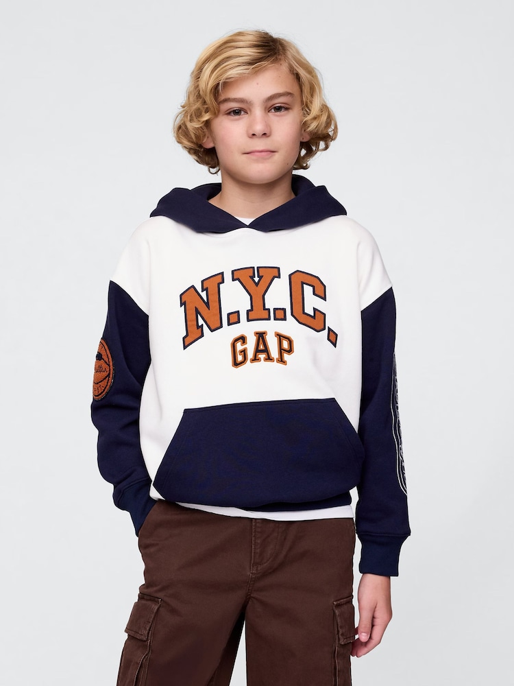 Gap White Vintage Soft NYC Logo Hoodie (4-13yrs) - Image 1 of 5