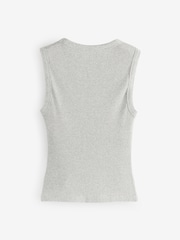 Gap Light Grey Ribbed Knit Cotton Stretch Scoop Vest - Image 2 of 4