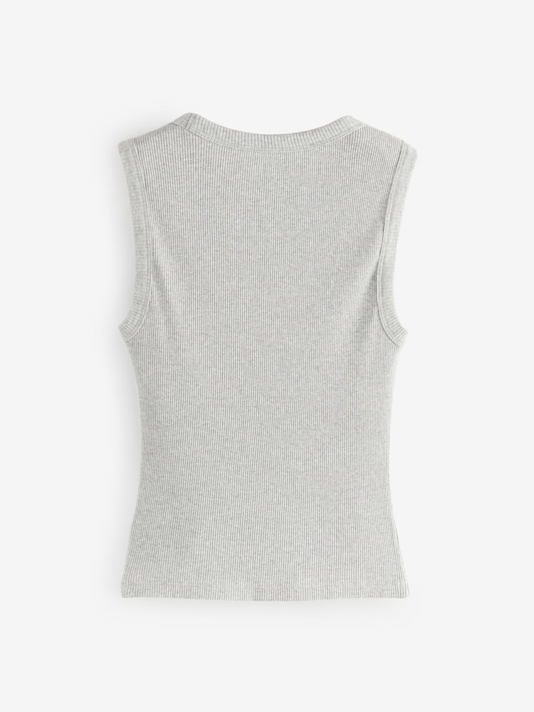Gap Light Grey Ribbed Knit Cotton Stretch Scoop Vest - Image 2 of 4