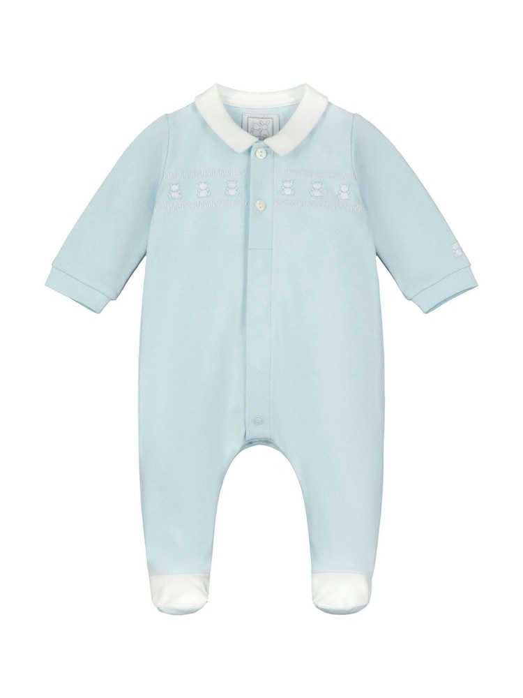 Emile Et Rose Blue Rose Front Open 100% Cotton All-In-One with Teddy Panel & Hat - Imagen 5 de 5