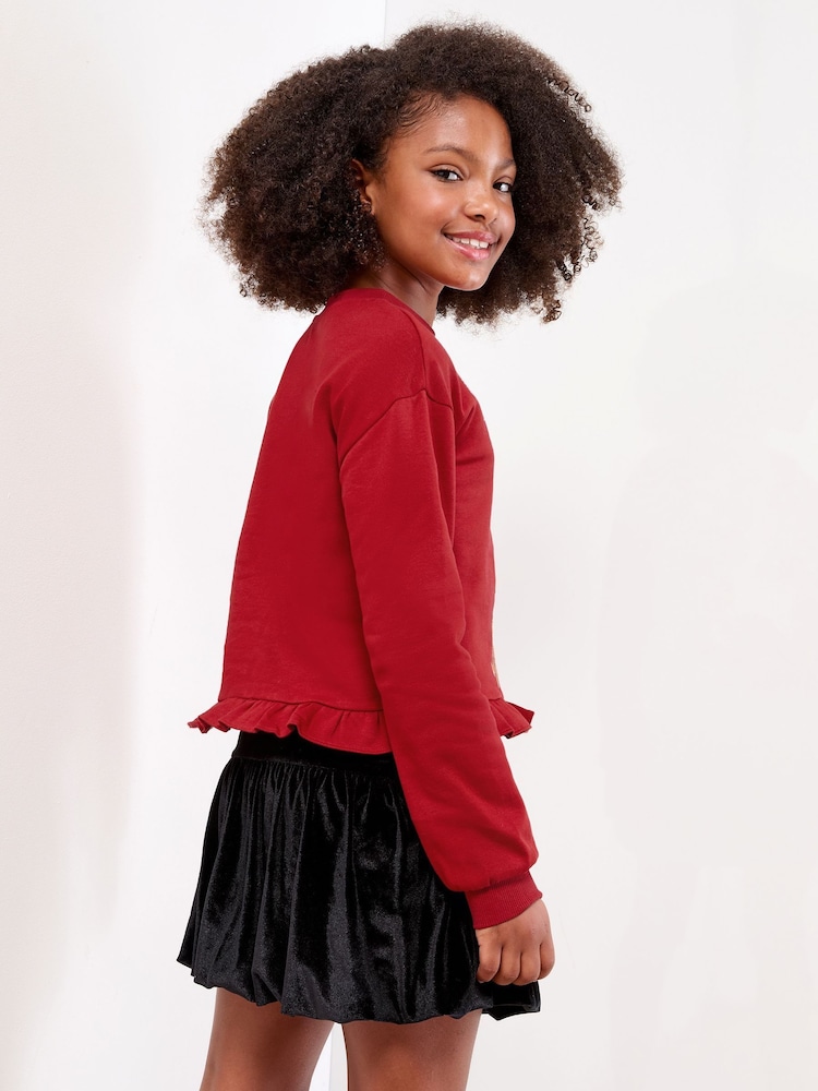 Lipsy Red Reindeer Christmas Crew Neck Sweatshirt (5-16yrs) - Image 4 of 4