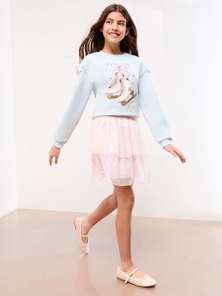 Lipsy Blue Ice Skate Christmas Crew Neck Sweatshirt (5-16yrs) - Image 2 of 4