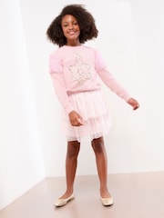 Lipsy Pink Snowflake Christmas Crew Neck Knitted Jumper (5-16yrs) - Image 3 of 4
