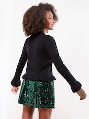 Lipsy Black Jingle Bells Christmas Crew Neck Knitted Jumper (5-16yrs) - Image 4 of 4