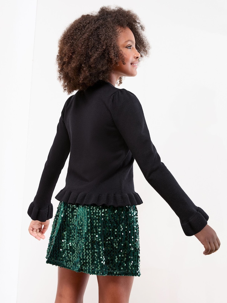 Lipsy Black Jingle Bells Christmas Crew Neck Knitted Jumper (5-16yrs) - Image 4 of 4 Lipsy Black Jingle Bells Christmas Crew Neck Knitted Jumper (5-16yrs) - Image 4 of 4