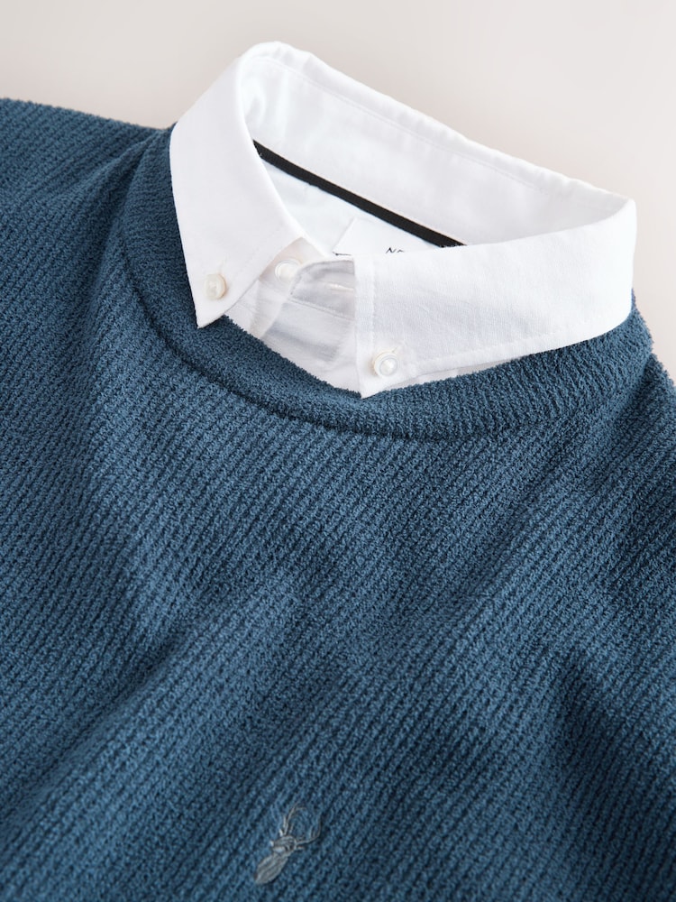 Mid Blue Chenille Stag - Jersey de punto con cuello medio de corte estándar - Imagen 8 de 8 Mid Blue Chenille Stag - Jersey de punto con cuello medio de corte estándar - Imagen 8 de 8