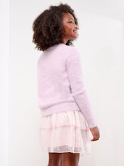 Lipsy Lilac Purple Snowflake Christmas Crew Neck Knitted Jumper (5-16yrs) - Image 4 of 4