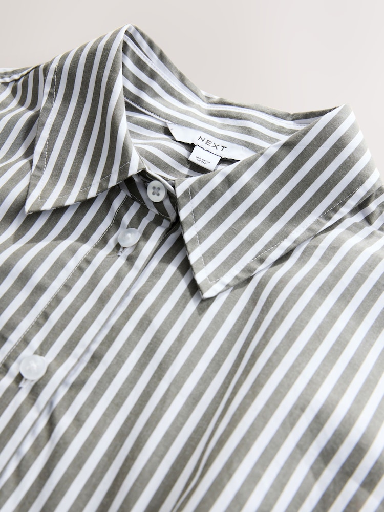 Sage Green/White Stripe Cinched Shirt - Image 2 of 8 Sage Green/White Stripe Cinched Shirt - Image 2 of 8