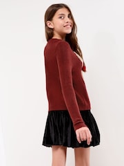 Lipsy Burgundy Red Bear Christmas Crew Neck Knitted Jumper (5-16yrs) - Image 5 of 5