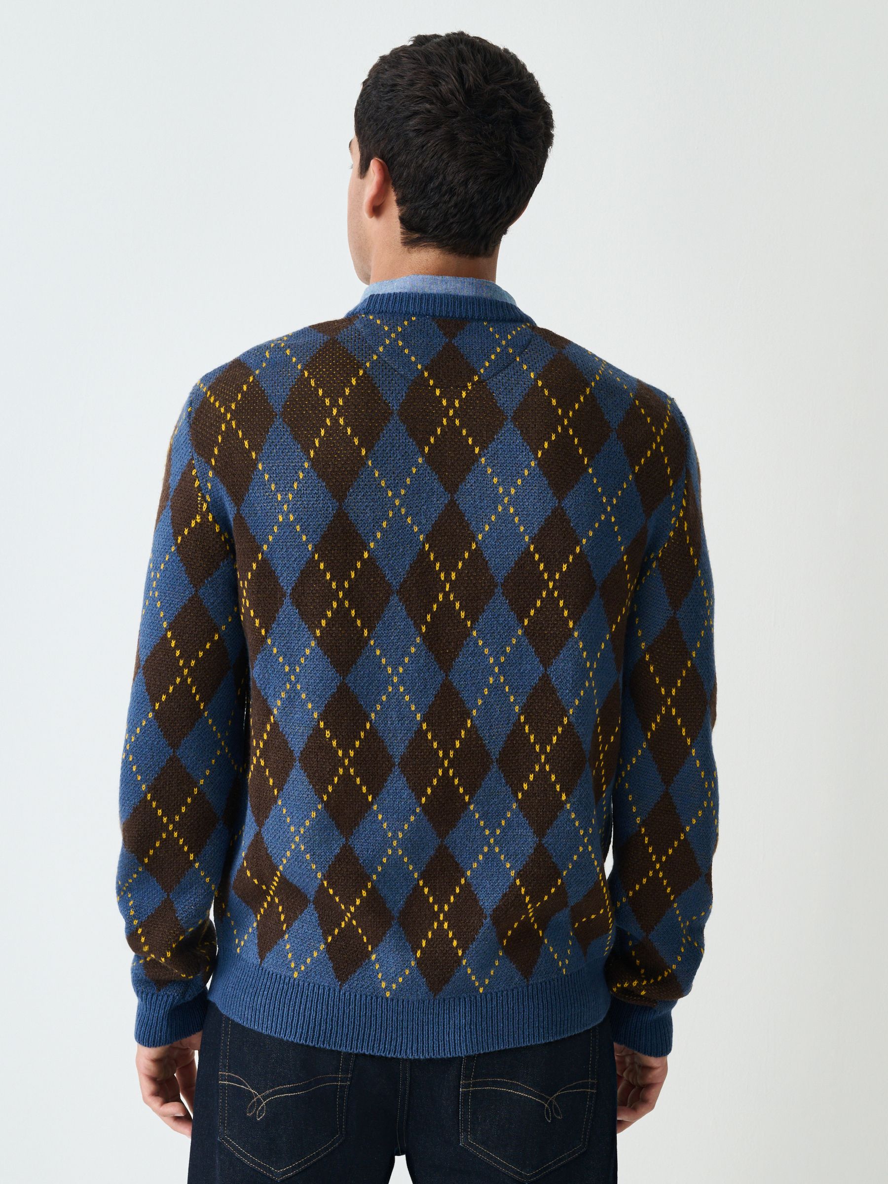 Buy Blue/Brown Argyle Regular Fit Mock Shirt Jumper from Next USA