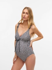 Mamalicious Brown Printed Nursing Swimsuit - Image 1 of 5