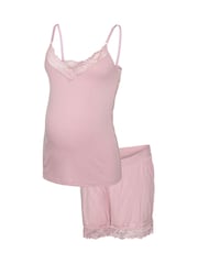 Mamalicious Pink Strappy Jersey Nursing Pyjamas Shorts Set - Image 5 of 6