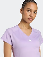 adidas Purple Aeroready Train Essentials Minimal Branding V-Neck T-Shirt - Image 4 of 6