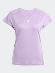 adidas Purple Aeroready Train Essentials Minimal Branding V-Neck T-Shirt - Image 6 of 6