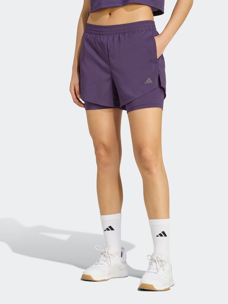adidas Purple Minimal 2-In-1 Shorts - Image 1 of 6 adidas Purple Minimal 2-In-1 Shorts - Image 1 of 6