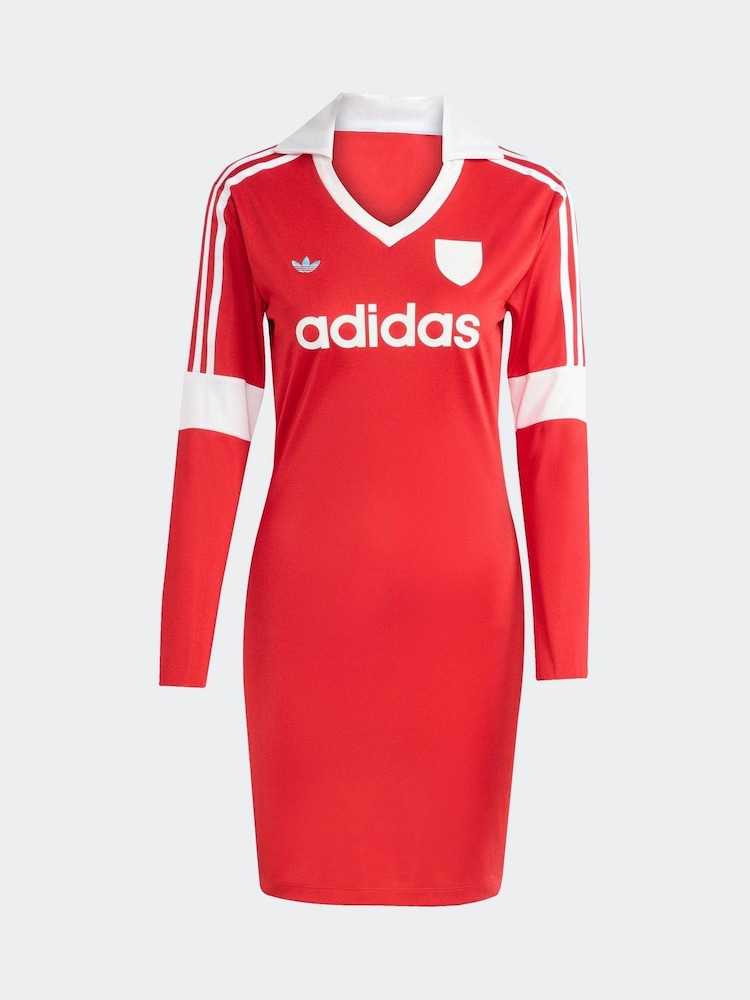 adidas Originals Red Graphic Football Inspired Jersey T-Shirt - Image 6 of 6