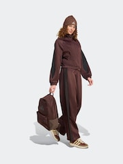 adidas Brown Stadium Loose Fit 3-Stripes Trackpant Trousers - Image 3 of 6