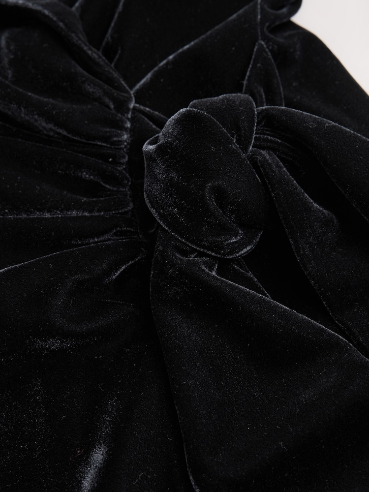 Black Velvet Tux Wrap Dress - Image 2 of 3 Black Velvet Tux Wrap Dress - Image 2 of 3