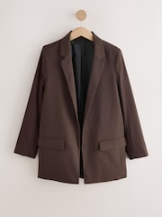 Chocolate Brown Twill Melange Relaxed Blazer - Image 1 of 3