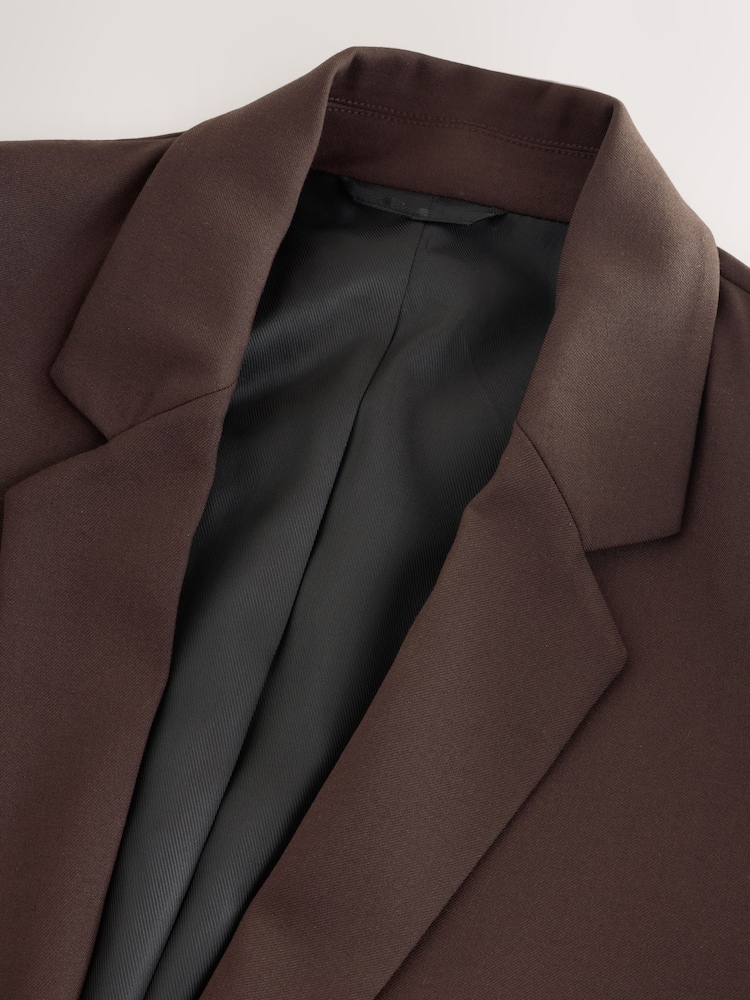 Chocolate Brown Twill Melange Relaxed Blazer - Image 2 of 3 Chocolate Brown Twill Melange Relaxed Blazer - Image 2 of 3